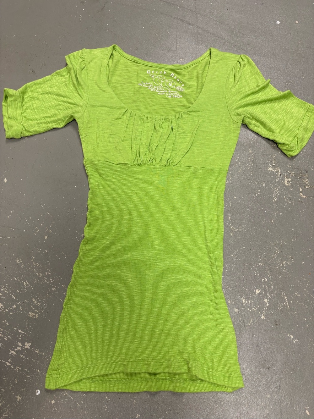 Derek Heart Y2K Lime Green Babydoll Coquette Hannah Montana Shirt Womens Small